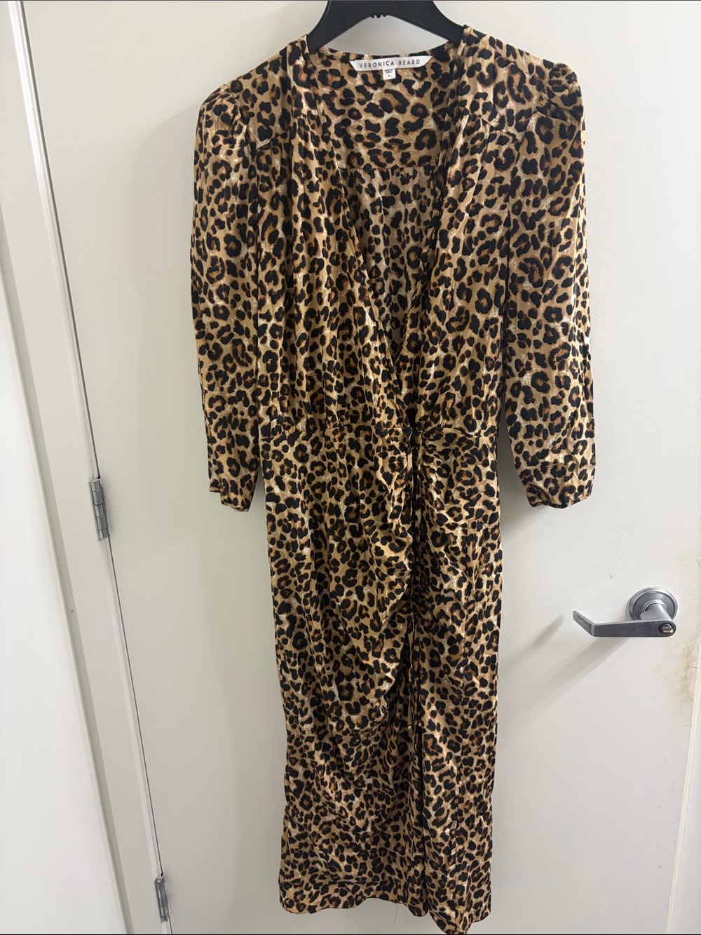 Veronica Beard Leopard-Print Midi Dress in Tan and Black